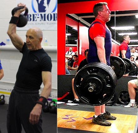 One of Dan’s clients, Tom (age 70) on left, and Strong Medicine co-author Marty Gallagher (age 65) on the right. Both are embodiments of strength after sixty.